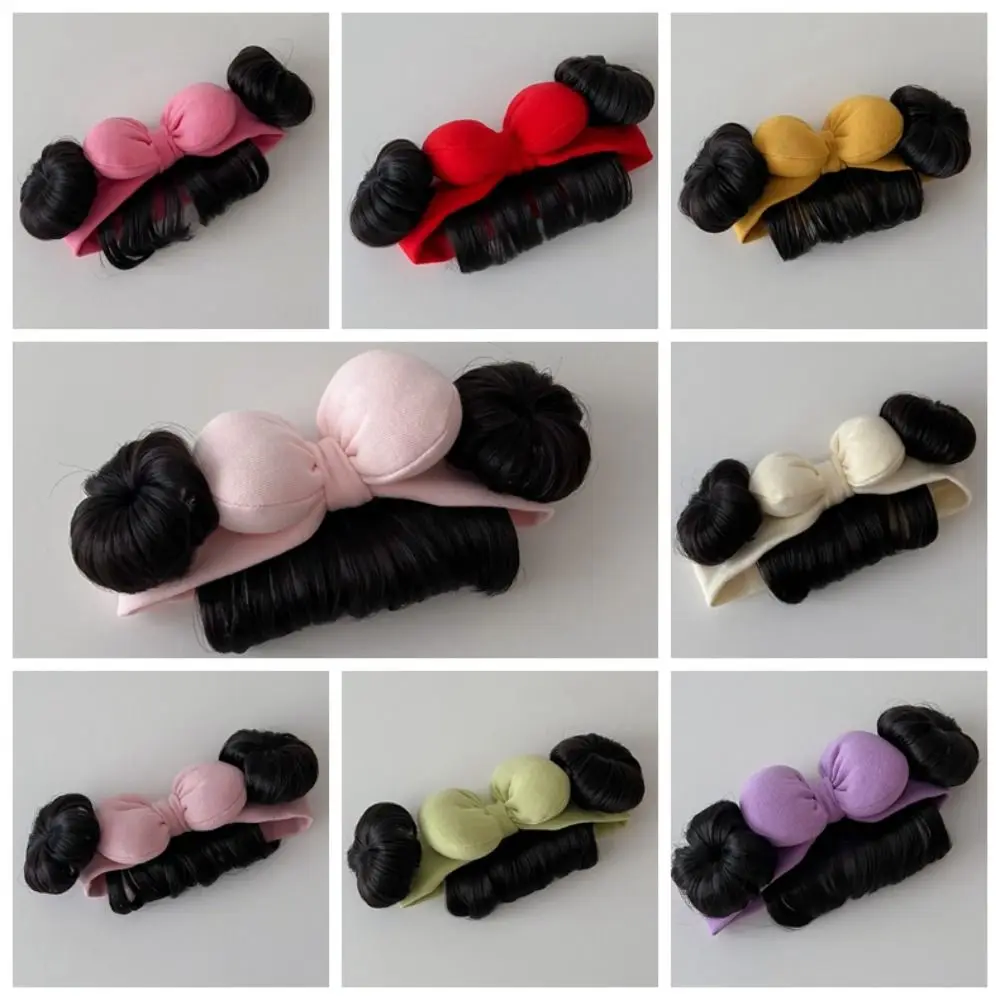 Bowknot Baby Hair Bands Wig Fashion Cute Cotton Bangs Chignons Headband Realistic Breathable Infant Hairpiece Toddler 2pcs baby bow hairpins fabric fall winter kids hair accessories cute flower bangs side clips korean girls barrette