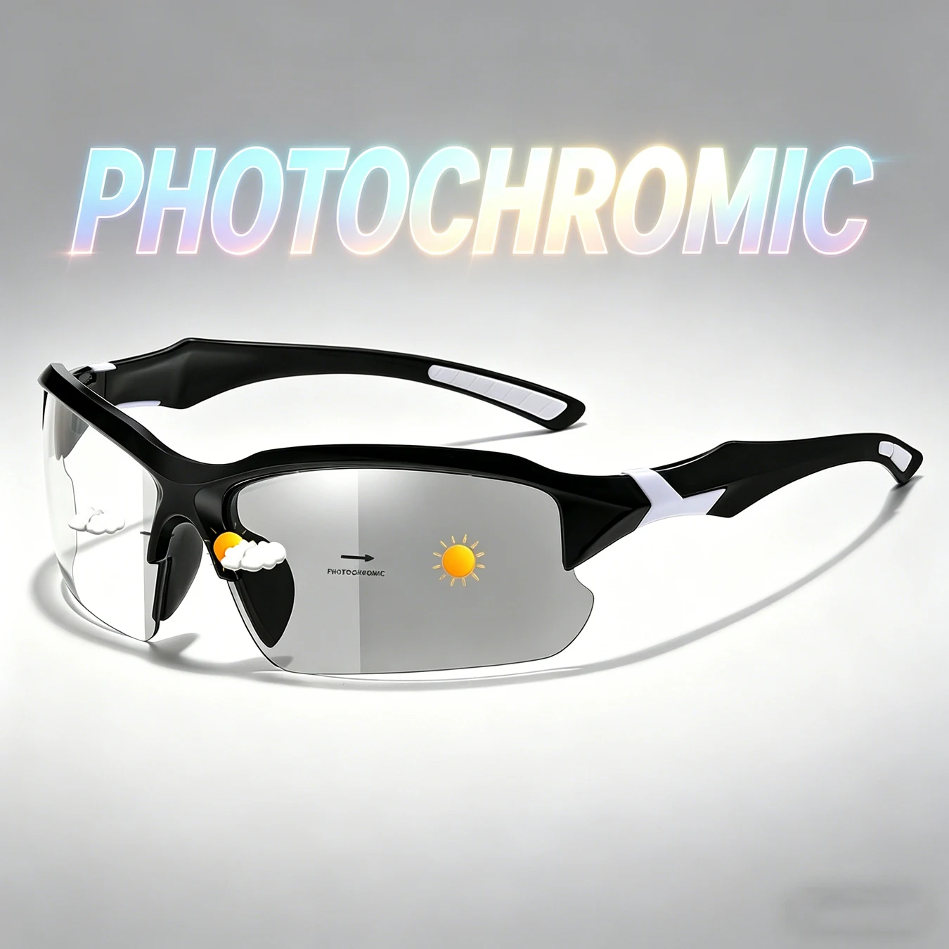 Unisex Photochromic Outdoor Sports Sunglasses - Grey to Clear Transition