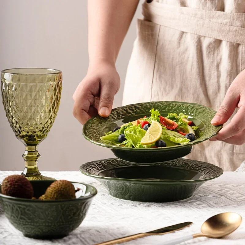 لوحة خضار جديدة من السيراميك، مجموعة أدوات المائدة...