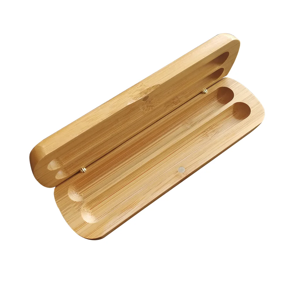 

Bamboo Pen Box with Two Pen Slot Bamboo Pencil Box Pen Case Supplies