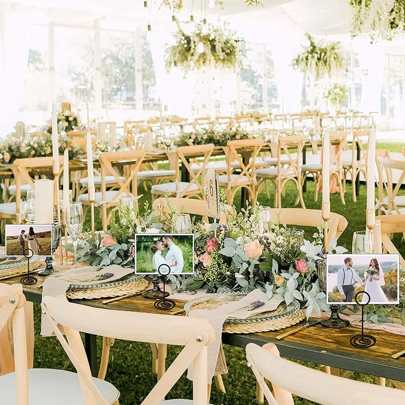 24 Pack Table Number Holder Wedding Table Name Card Holder Clips Picture Memo Note Photo Stand (Black)
