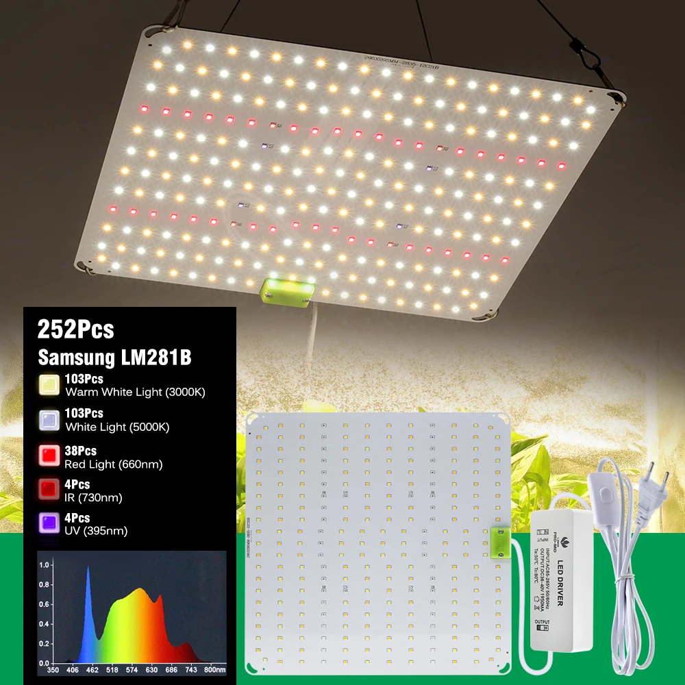 LED Grow Light Full Spectrum High PPFD Sunlike Quantum Grow Lamp LM281B for Indoor Plant Growth Lighting