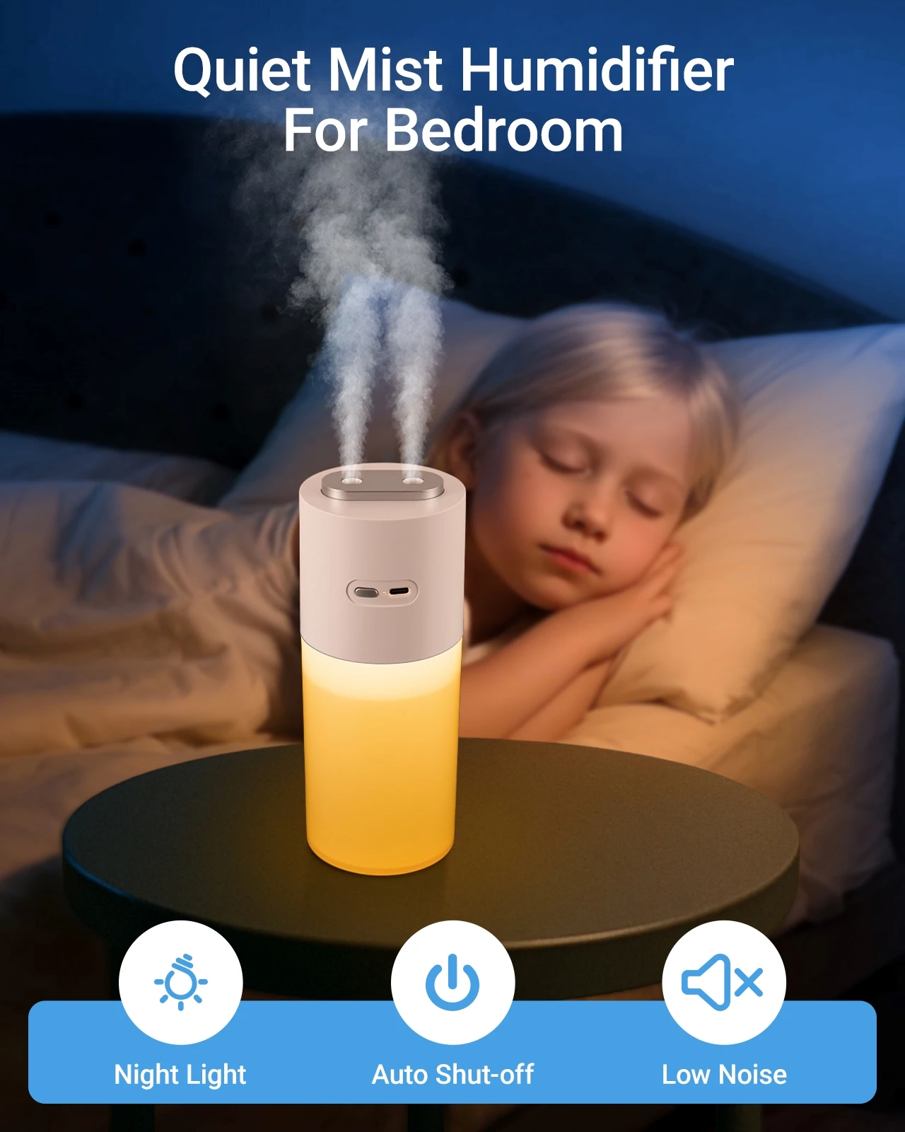 하이팍쿨 플러그인 가습기, 듀얼 분사 포트, 400ML 대용량 미스트 공기 확산..