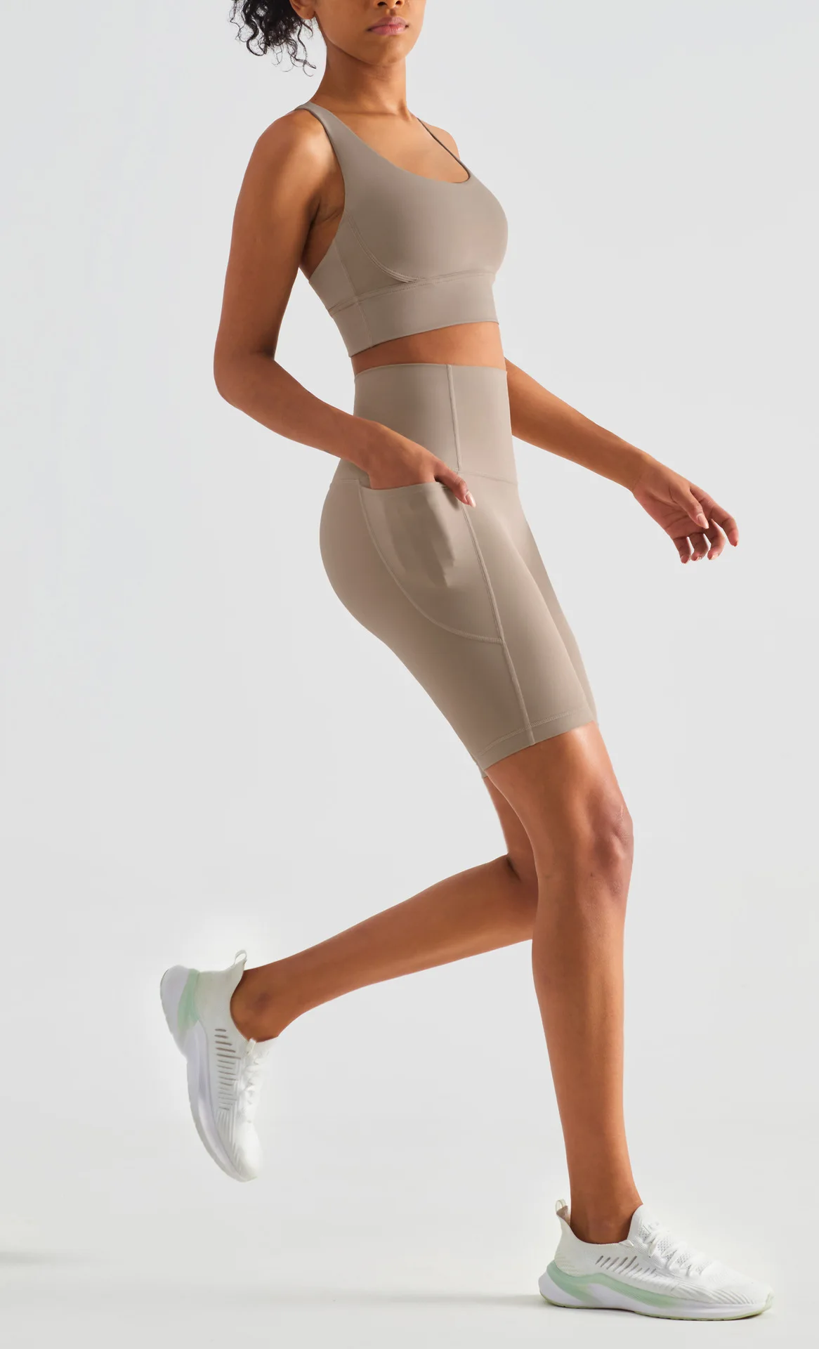 Solid Color High Waist Side Pockets Butter Soft Fitness Tight Women Sports Yoga Legging Shorts Breathable Cycling Athletic Gym