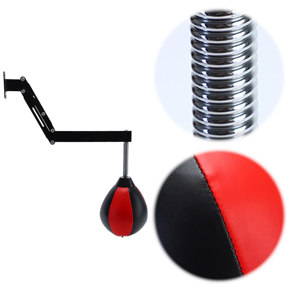 Wall Mount Boxing Reflex Ball Height Adjustable PU Punching Bag Foldable Punching Ball with Spring for Kids Adults