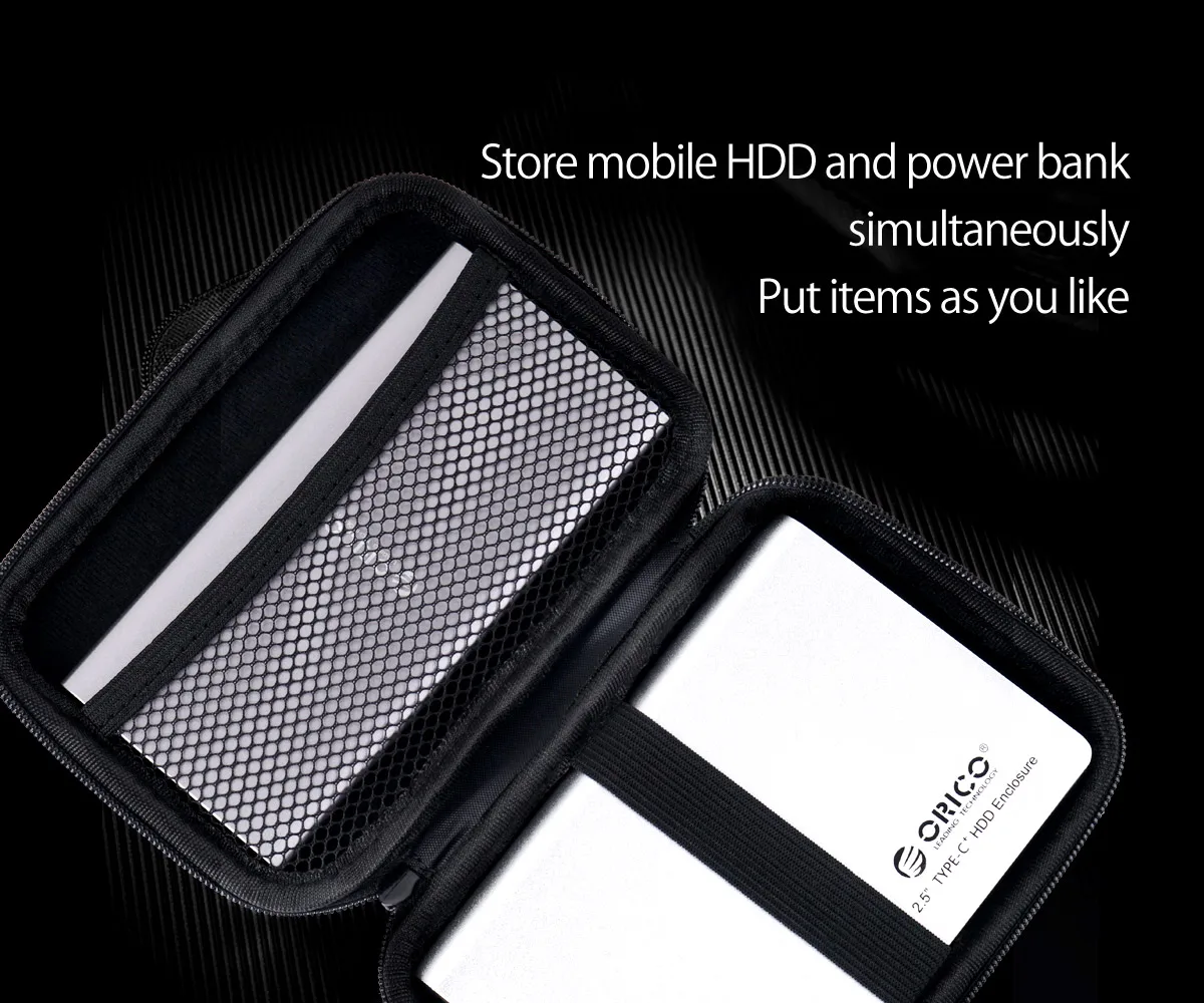 2.5 Hard Disk Case HDD Protection Storage Bag for External 2.5 inch Hard Drive/Earphone/Pen drive Cable TF SD Case ORICO Black