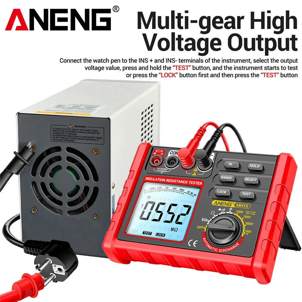 ANENG MH15 Digital Insulation Resistance Meter Automatic Discharge AC/DC Voltage Tester Voltmeter Megohmmeter Tester Tools