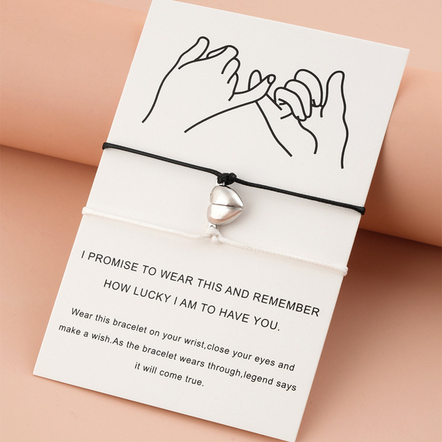 Magnet Heart Alloy Attracts Charm Bracelet braided Rope Couple Bracelets Adjustable Women Girls Friendship Bracelet Gift