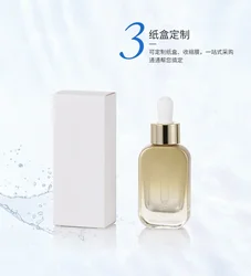 Premium Glass Essential Oil Dropper Bottle - 30ml Refillable Cosmetic Dispenser with Thick Bottom Design (Gold)