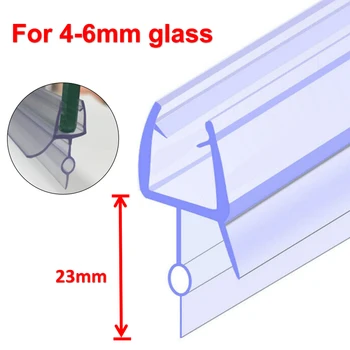 Shower Screen Seal Strip PVC Glass Door Bath Shower Seal Strips for 4-6mm Glass 18mm 23mm Gap Glue-free Waterproof Weatherstrips