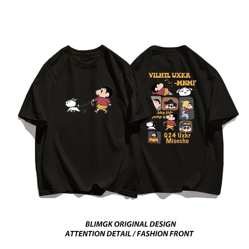 Crayo.n Littl.e New Boys And Girls Female T Shirts Graphic T Shirts Letter Loose Tee Shirt Personality High-Quality Tops