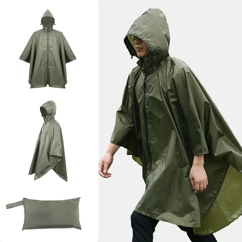 Adult Lightweight Breathable Outdoor Hiking Vest Zippered Cape Raincoat Mountain Biking Fishing Camping