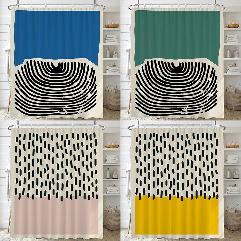 Shower Curtains Nordic Abstract Painting Medieval Minimalist Art Polyester Fabric 180 * 180CM Hooks