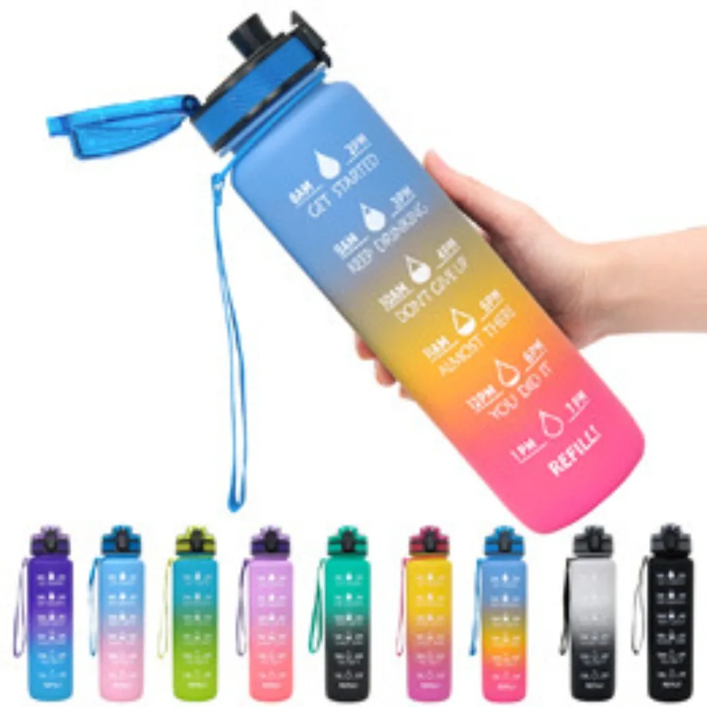 

1 Liter Water Bottle Motivational Sport Water Bottle Leakproof Drinking Bottles Outdoor Travel Gym Fitness Jugs for Kitchen