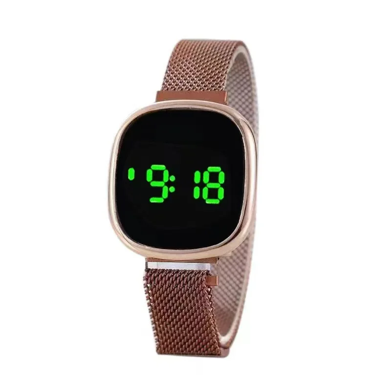 Stylish modern watch made of steel LED digital watches for women electronic mesh watch for students simple watch Relojes Para Damas