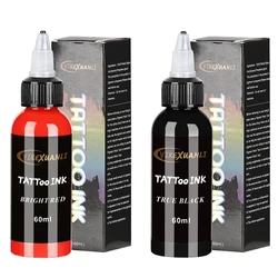 60ml Red/Black Tattoo Ink Pigment for Body Art and Makeup - Professional Semi-Permanent Tattoo Supplies with Box (Black and red)