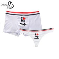 Couple Lover Matching Letter Print Underwear Order Seperately for Women G string and Men Boxer Shorts Underpants 1