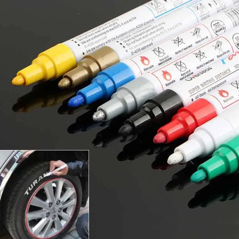 Color waterproof paint pen car bicycle tire tread metal permanent paint  mark graffiti oily marker DIY tire shape