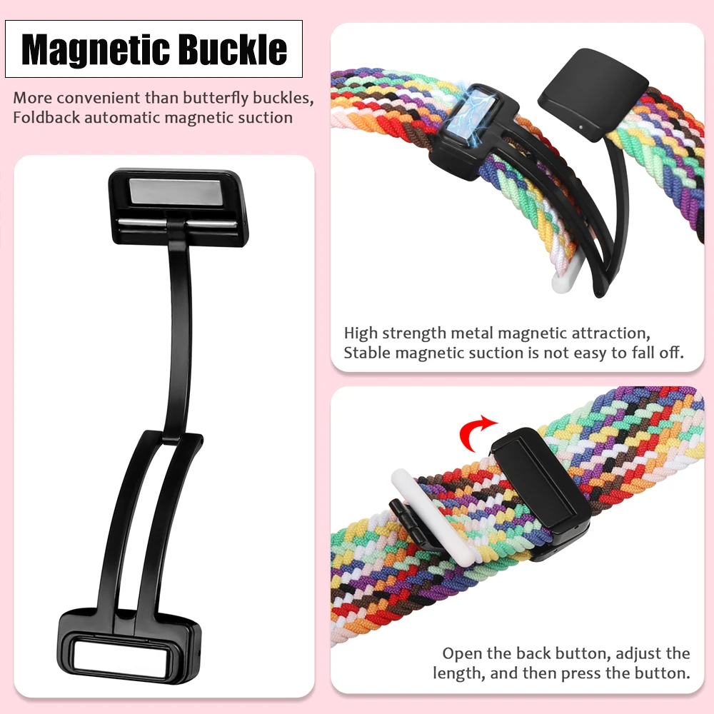 Magnetic Braided Nylon Loop Watch Band Strap - Universal Fit
