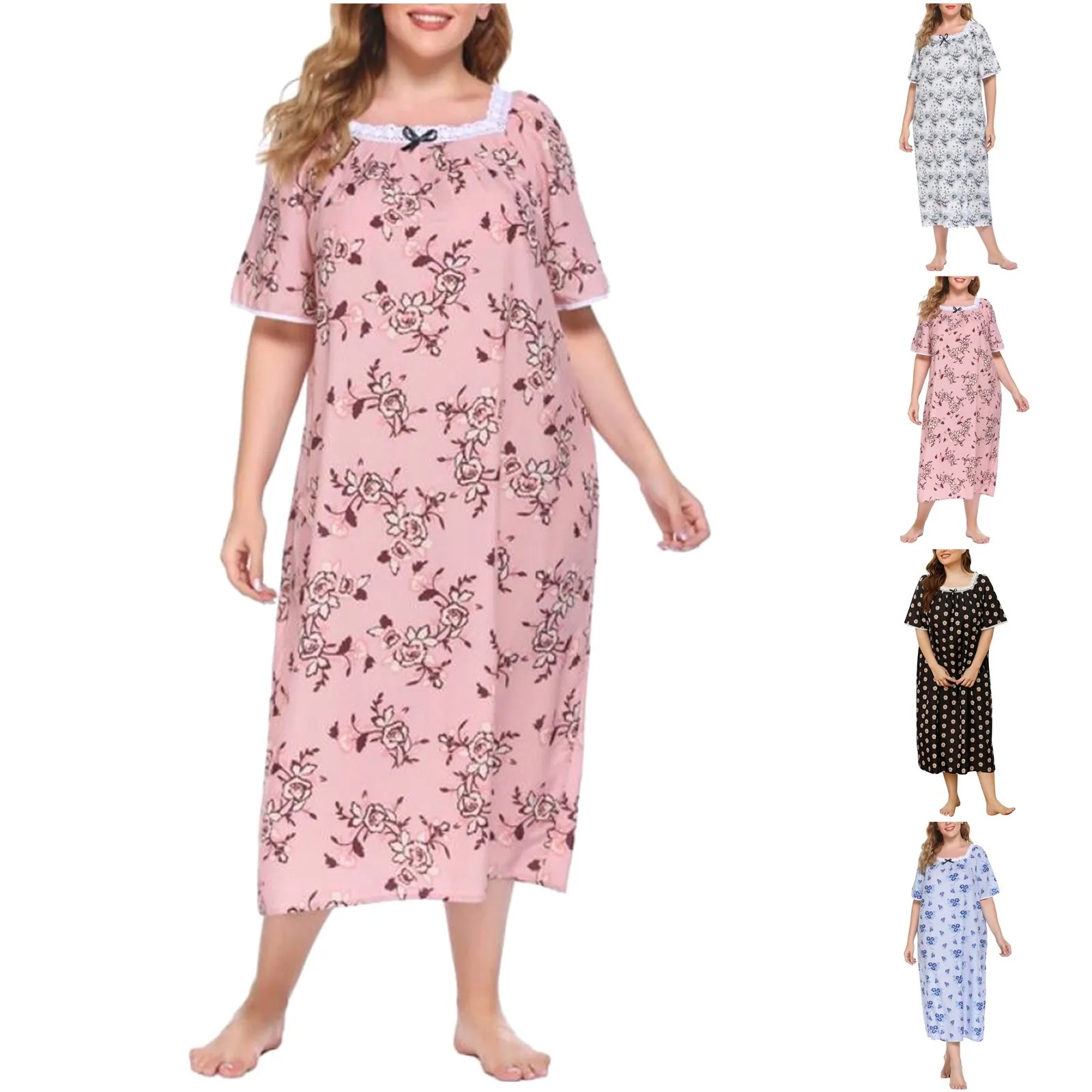 

Nightdress Women's Pajamas Print Cute Summer Dress Pyjama Pijama Sexy Sleepwear Long Dresses Custom Wedding Bathrobe Homewear