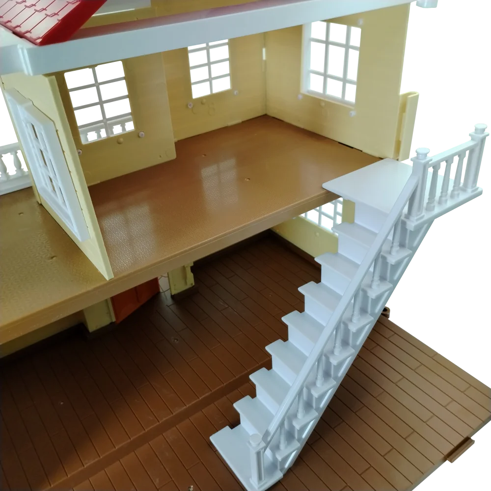 Toys For Kids Forest Family Two-story Dollhouse With Stair kitchen bathroom Miniaturas Accessories Furniture Animal Bunny Dolls 3