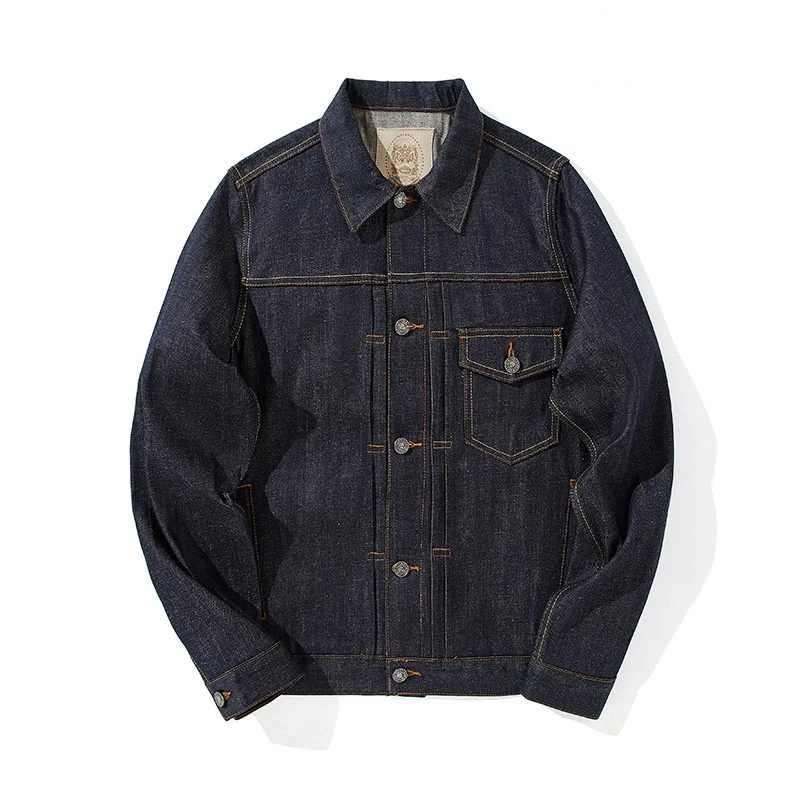 

Men Denim Jacket Japanese Retro Work Clothes Men Jacket Casual Long Sleeve Lapel Single Breasted Outerwear Coats Cardigan Tops