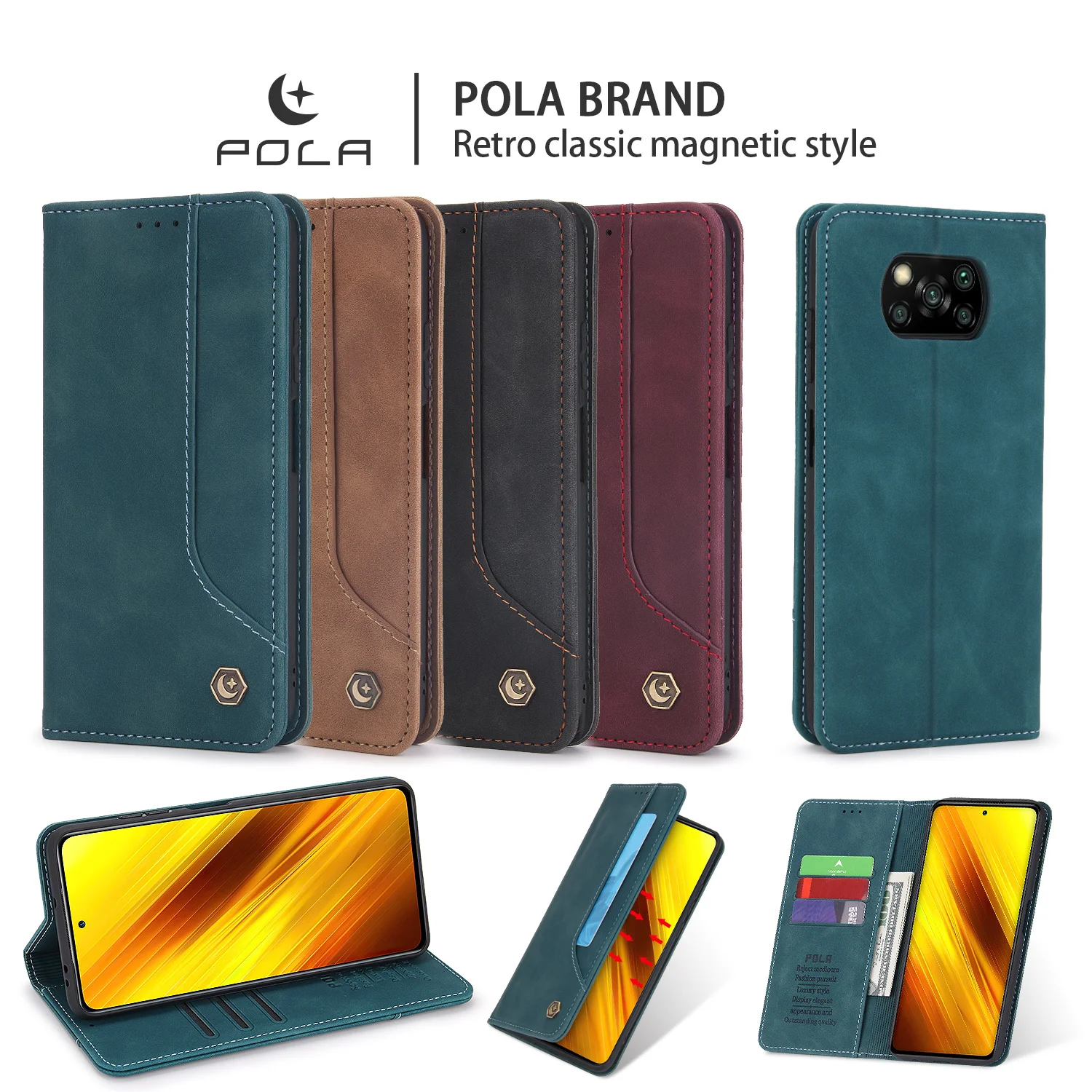 Leather Phone Case Leather Wallet Case Leather Case Phone Case Flip Leather Case For Xiaomi Poco X5 Pro X3 GT X4 M4 Pro F4 F3 M3 C40 M5S Mi 13 12T 10T 11 12 11T Lite 5G Magnet Wallet Cover