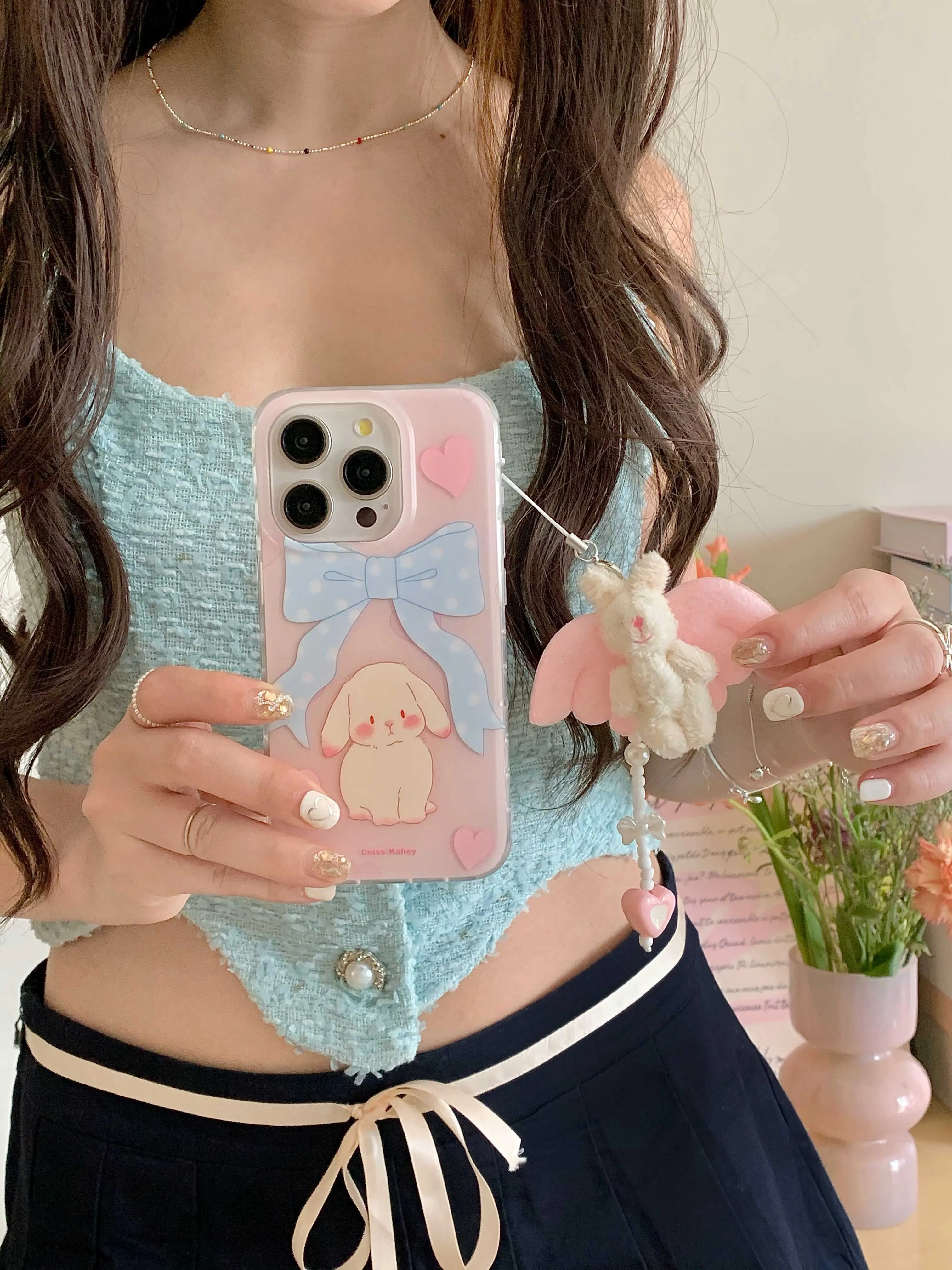 Angel Rabbit Chain Phone Case for iPhone