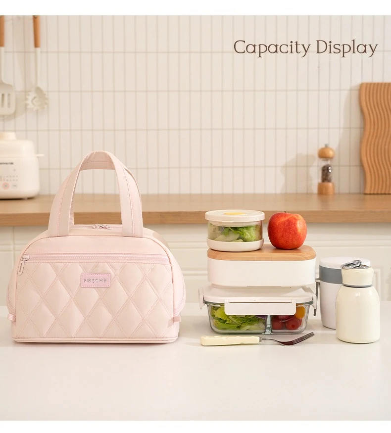 Heißer Verkauf Große Mittagessen Tasche Frauen Wasserdicht Concise Bequem Frische Kühltaschen Thermische Frühstück Lebensmittel Box Tragbare Picknick Reise – Detail 3