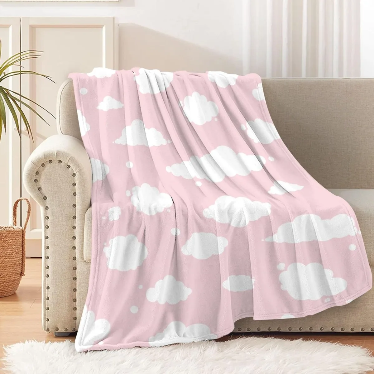 Cloud Throw Blanket, Blue and White Gift for Girl and Boy, Lightweight Super Soft Suitable for Sofa, Chairs, Bed for Kid 5