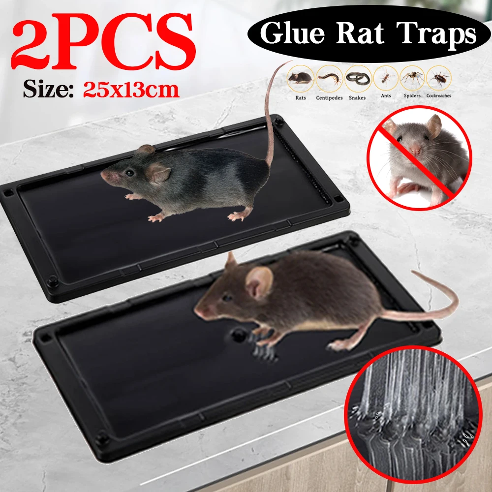 2pcs, Rat & Mouse Glue Traps, Large Bulk Glue Rat Traps, Mouse Traps Indoor  For Home, Pre-Scented Adhesive Plastic Tray For Inside House, Snake, Mice