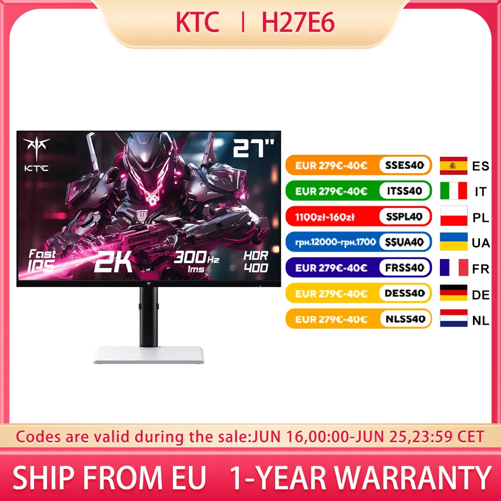KTC H27E6 27inch QHD 300Hz Gaming Monitor,16:9 Aspect Ratio