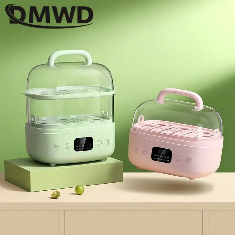DMWD 2 Layers Food Steamer 6L Rapid heating Automatic Cooker Egg Boiler Touch Panel Keep Warm Reservation Breakfast machine 220V