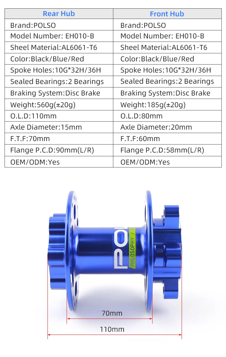 Description Picture 3 of itemPOLSO EH010-B Electric Motorcycle 32H 36H Hub E-bike Surron Hub 2 Sealed Bearings E-bike Parts