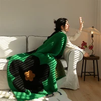Korean Sunflower Knitted Blanket, Class A, Half-side, Velvet, Soft, Comfortable, Sofa, Office, Nap, Autumn and Winter 2