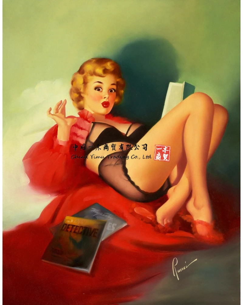 

PinUp Girl Fishing Poster stickers Picture Art Movie Car Game Film Print