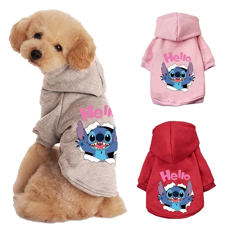 Disney Stitch Dog Clothes Winter Warm Pet Clothes Cotton Pets Abbigliamento Per Cani Di Piccola Taglia Bulldog Francese Chihuahua Costume