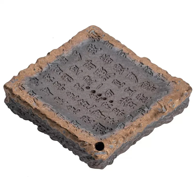 Tea Tray with Heart Sutra, Tea Board, Ceramic Pot, Teaware, Teaware, Teaware, Dry Brewing Table, Water Storage Type, Chinese Ret