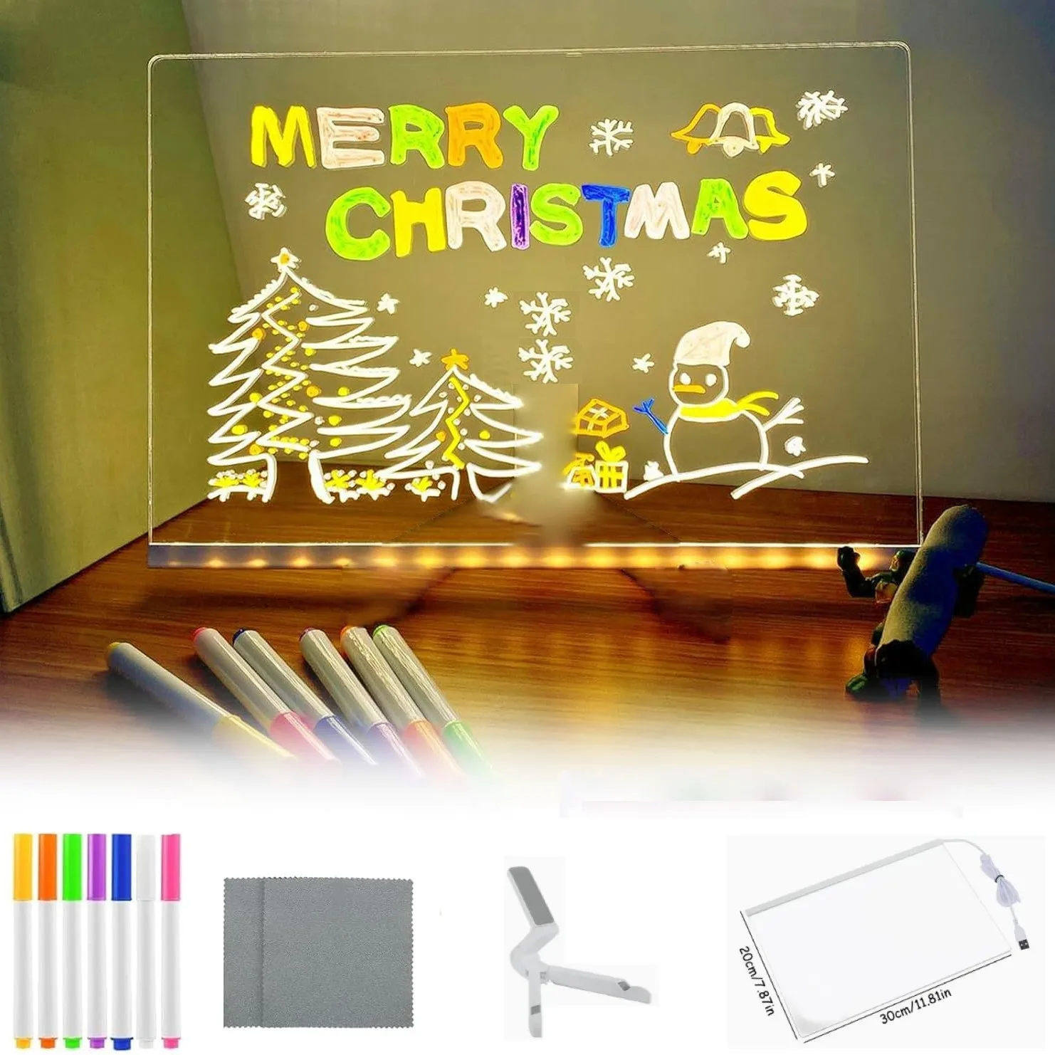 Light Up Acrylic Message Board Rewritable DIY Children's Glowing ...