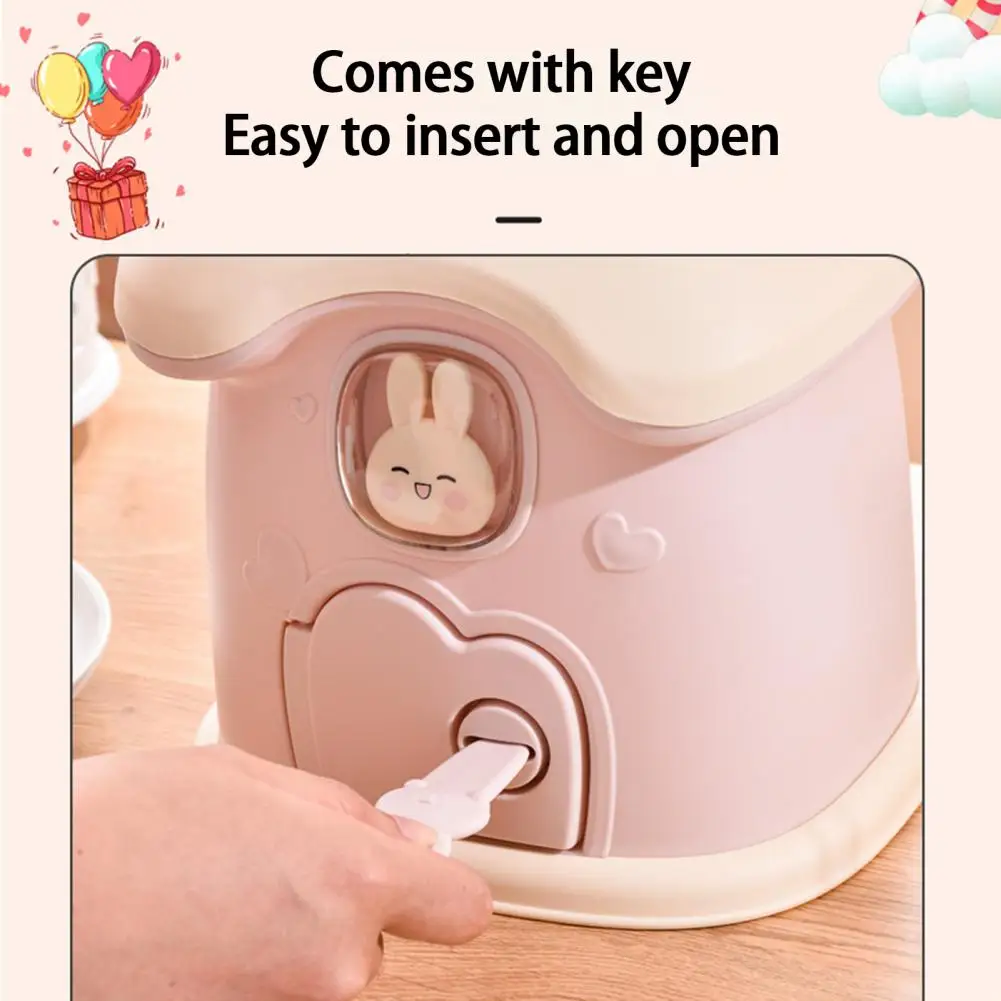 Children Piggy Bank Key Unlock Lovely Mushroom House Saving Pot Ornament Plastic Cartoon Money Saving Storage Box Birthday Gift 4