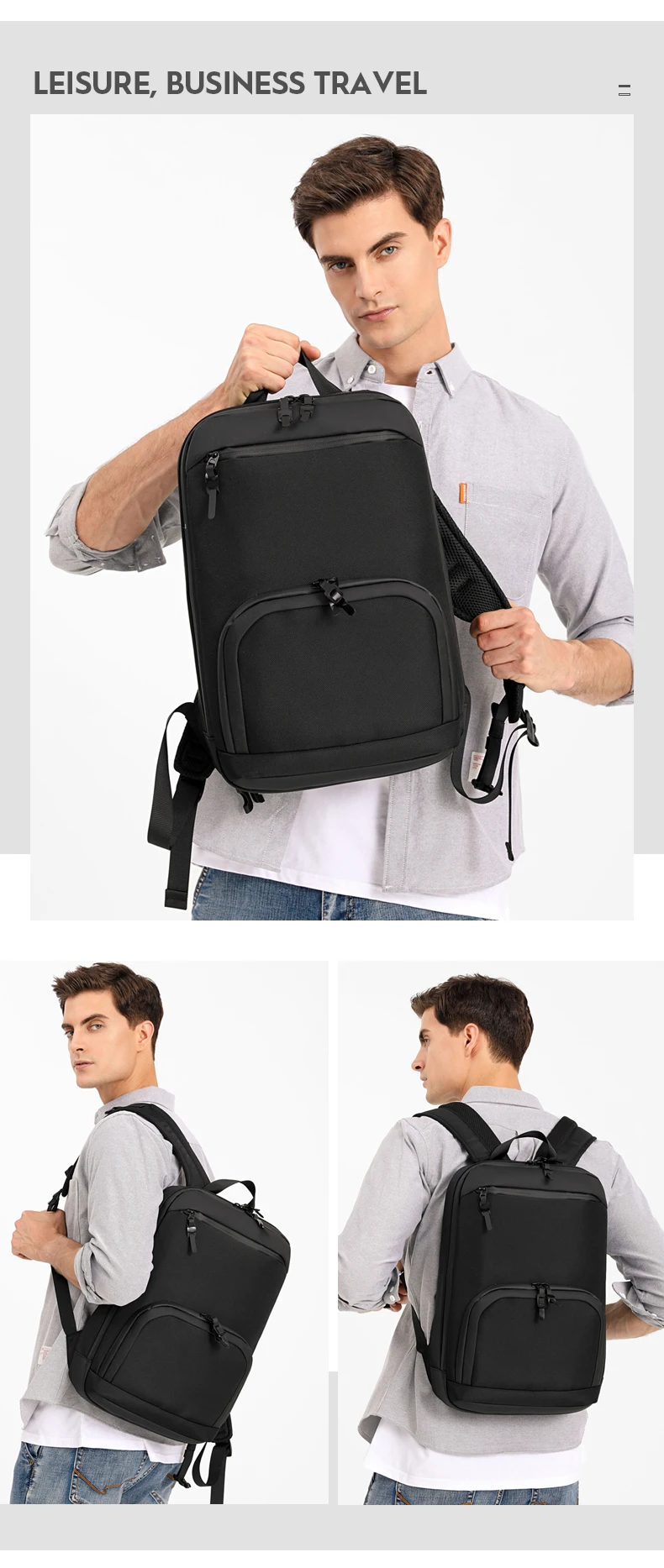 Neouo Multifunction Business Oxford Backpack Model Show