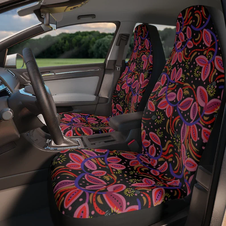 

Floral Retro Vintage Car Seat Covers, Art Deco Car Decor, Car Seat Covers For Vehicle ,Seat Covers For Car For Women ,Boho Car S