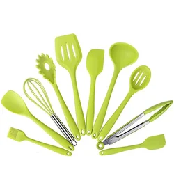 Premium Silicone Kitchen Utensil Set - 10 - Piece Non - Stick Cooking Tool Collection (Green)