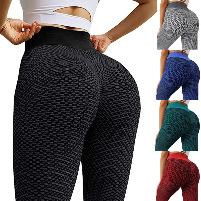 Honeycomb Yoga Sexy Peach Hip High Waist Women Jacquard Comfortable Breathable Elastic Sports Fitness Tight Buttocks Trousers 1