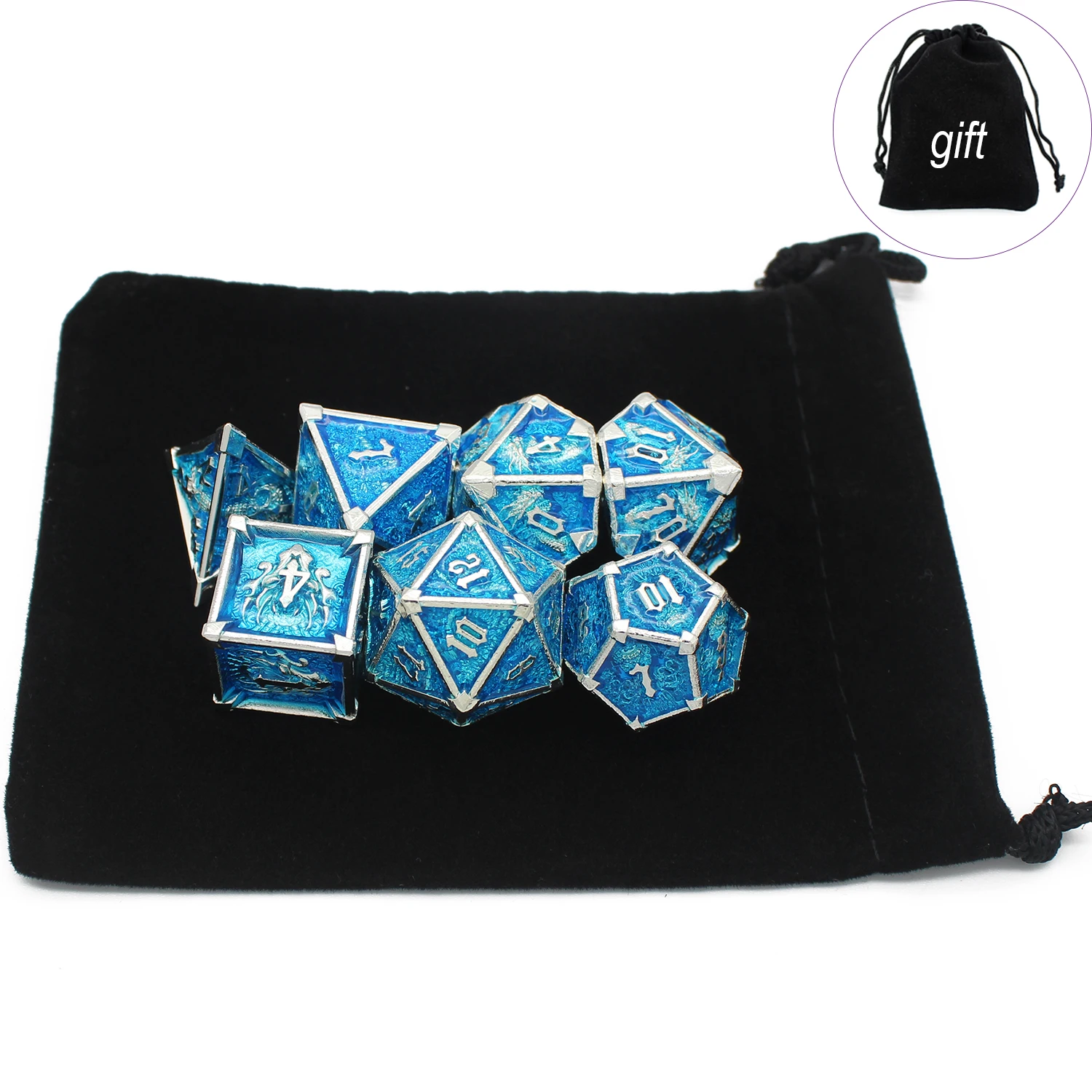 Polyhedral Metal Dice Set for Role Playing, Rpg Game, Pathfinder,Gift,DND, D & D, , 7 Pcs, Board Games ﻿
