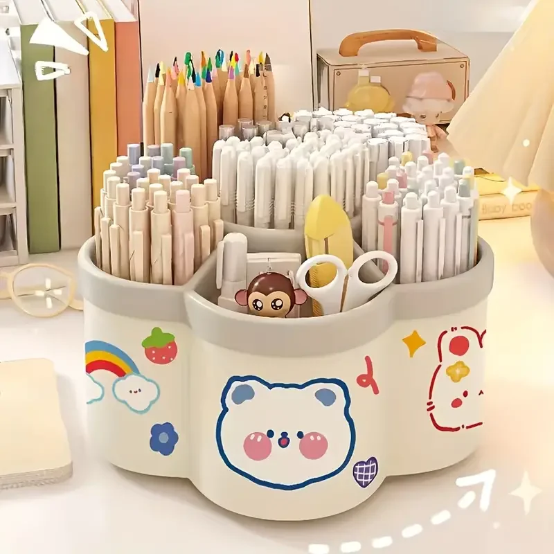 Large Capacity Desk Accessories 306 ° Rotation Cute Pen Holder Stationery Organizer Pencil Storage Office School Supplies Large Capacity Desk Accessories 306 ° Rotation Cute Pen Holder Stationery Organizer Pencil Storage Office School Supplies