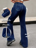 Women's plus Size High Waist Jeans Button Closure Design for Daily Campus And Cool Style Suitable for All Ages - Image 5