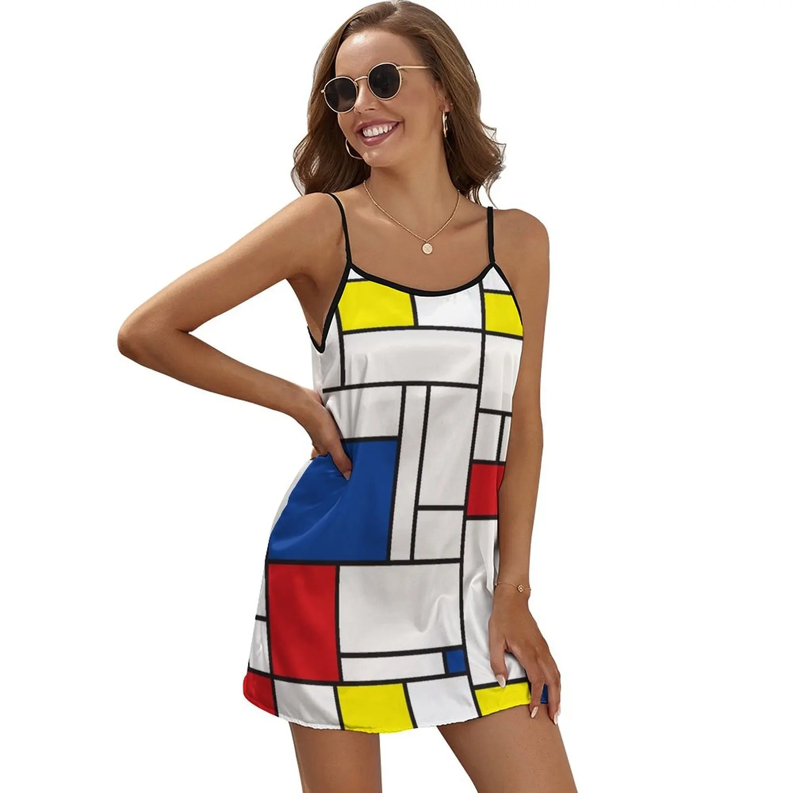 

Mondrian Minimalist De Stijl Modern Art II  fatfatin Sleeveless Dress elegant dresses plus sizes women evening dress