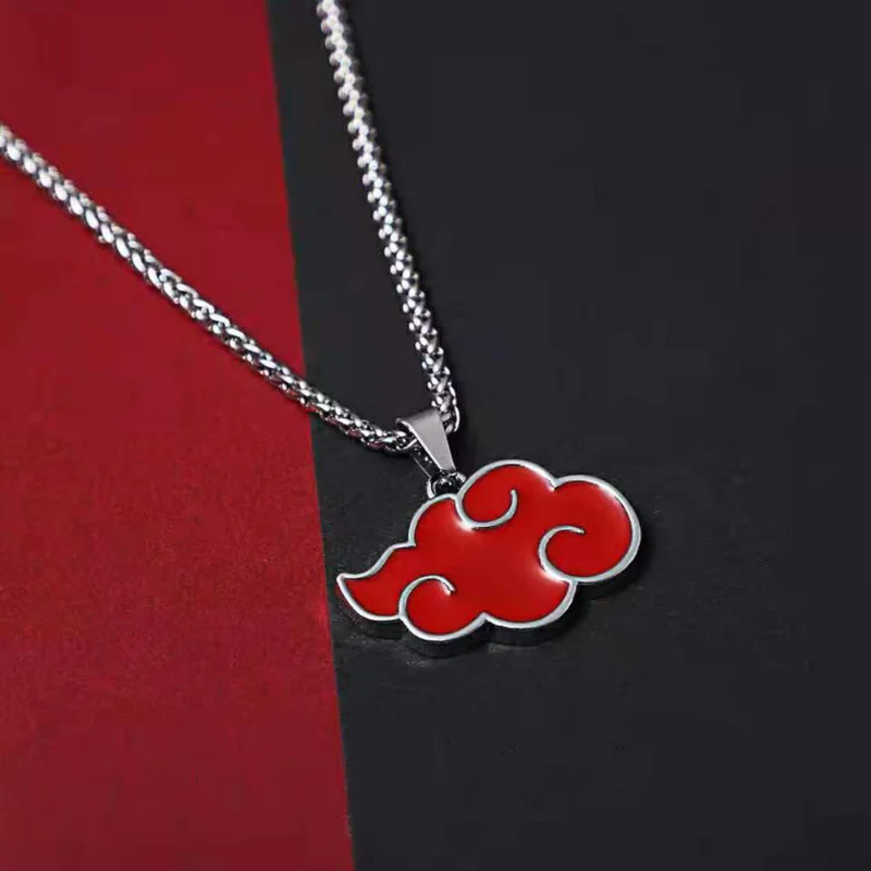 Naruto akatsuki nuvem vermelha pingente anime acessórios colar para mulher  itachi titânio jóias dos desenhos animados masculino pescoço correntes