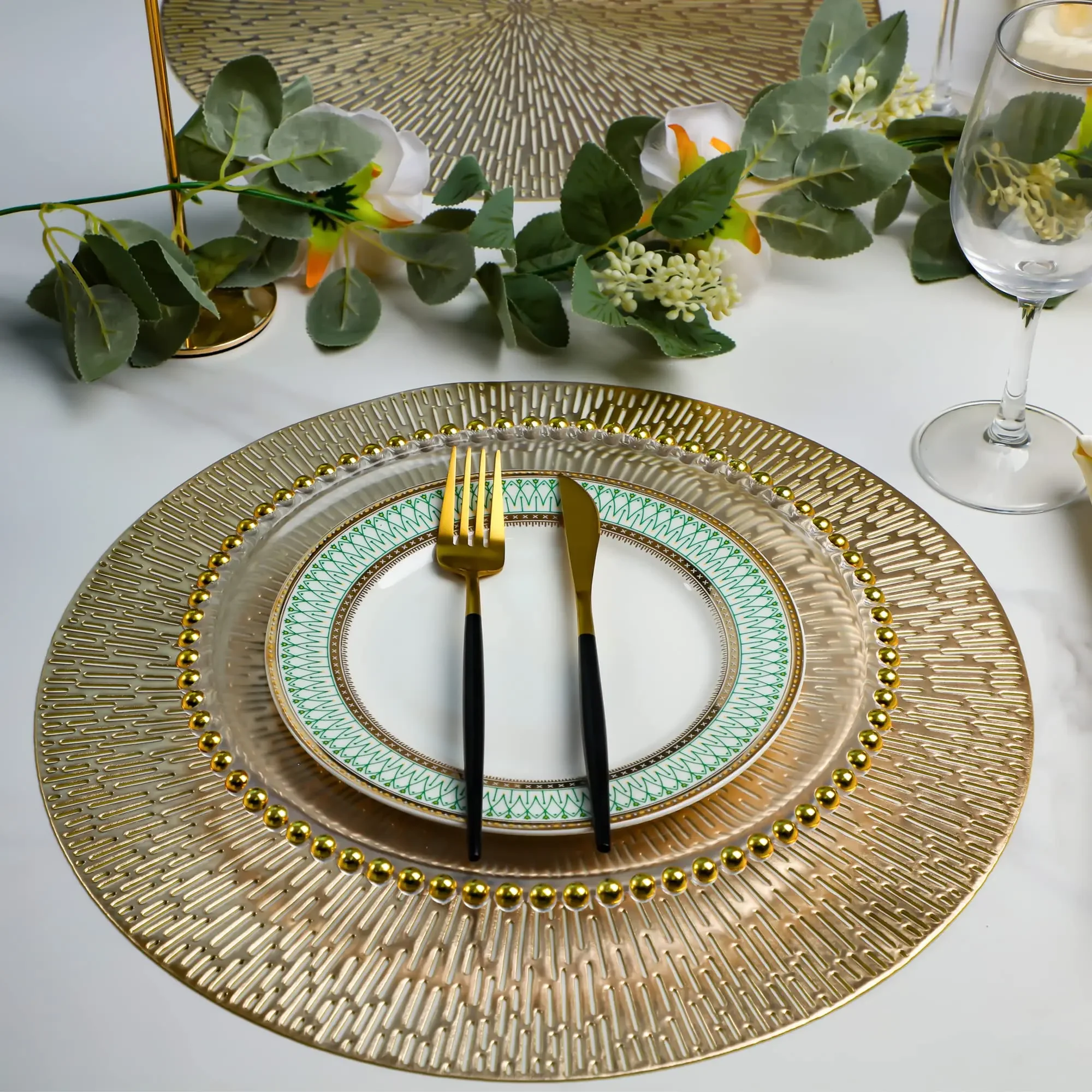 Set di 6 tovagliette sottopiatto in tulle color oro